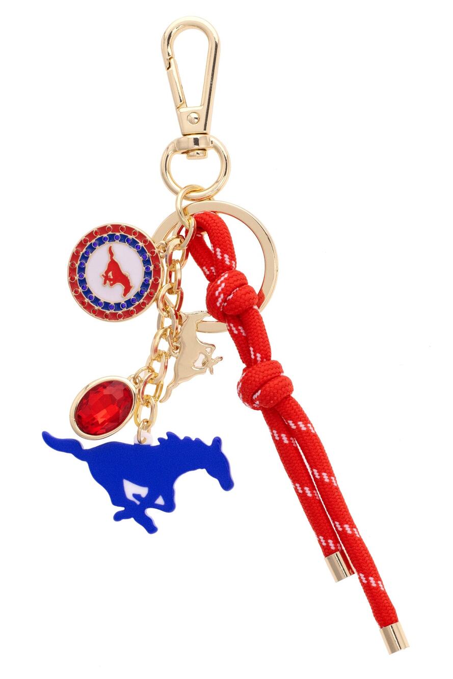 SMU Mustangs Cluster Bag Charm | Red & Gold